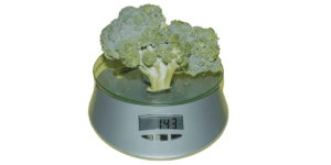 broccoli on a scale