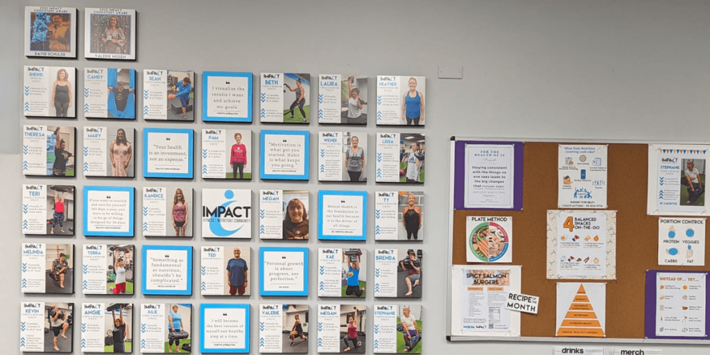 nutrition board and wall at Impact
