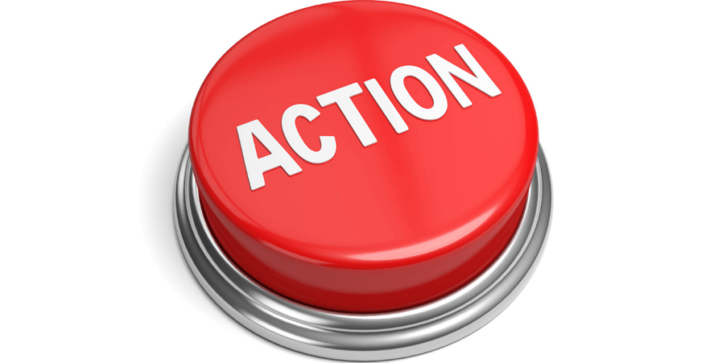 a red button that says ACTION indicating to put a call to action on the nutrition board