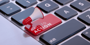 keyboard with a red call to action button symbolizing that should be part of an elevator pitch
